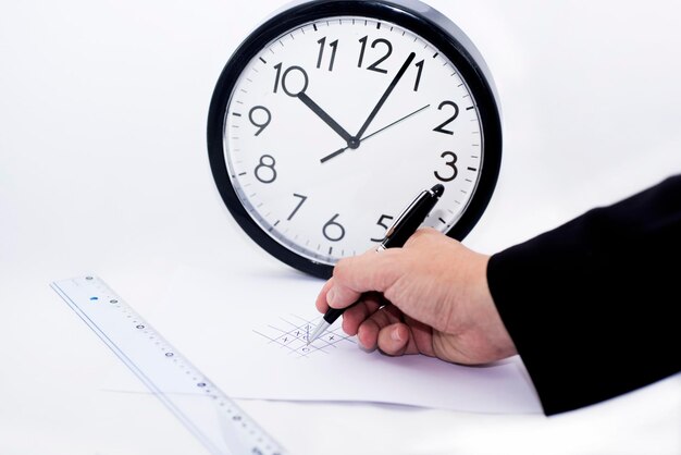 Photo low angle view of hand holding clock