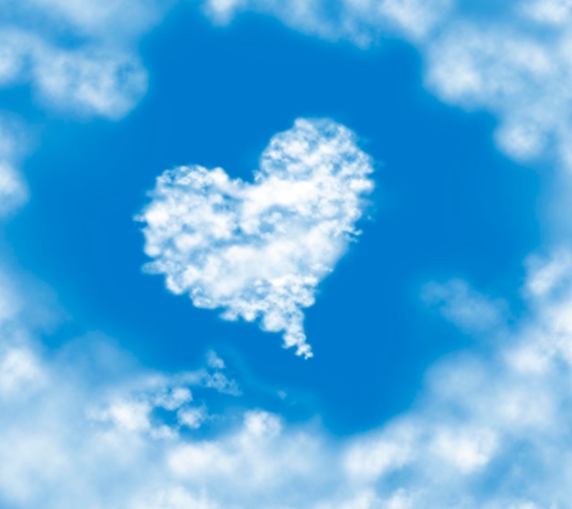 Low angle view of heart shape made by cloud against blue sky