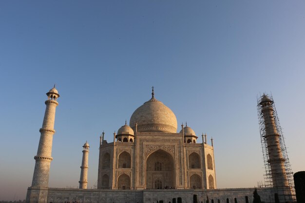 Low angle view of historic building against clear sky