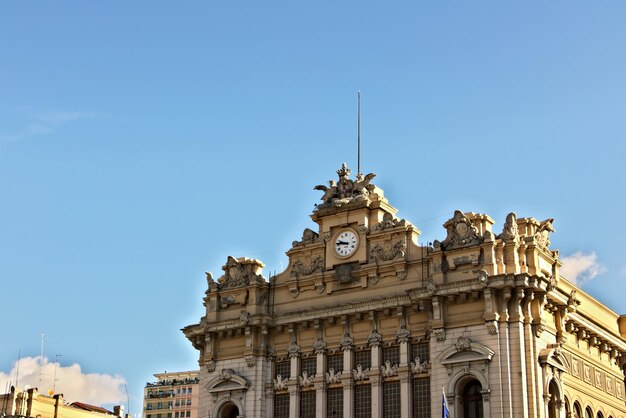 Low angle view of historical building against blue sky