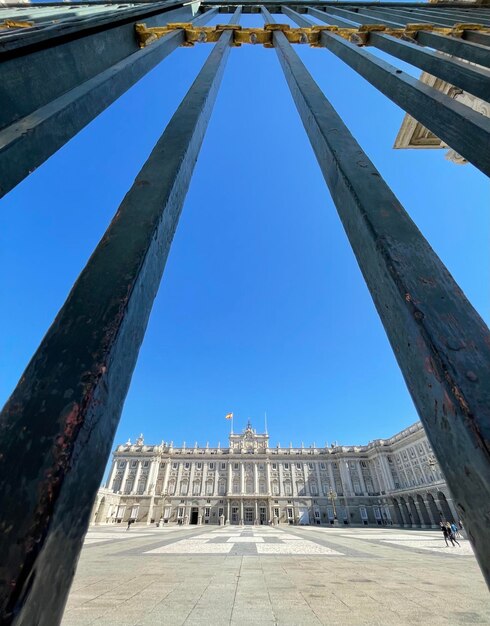 Low angle view of historical building against blue sky