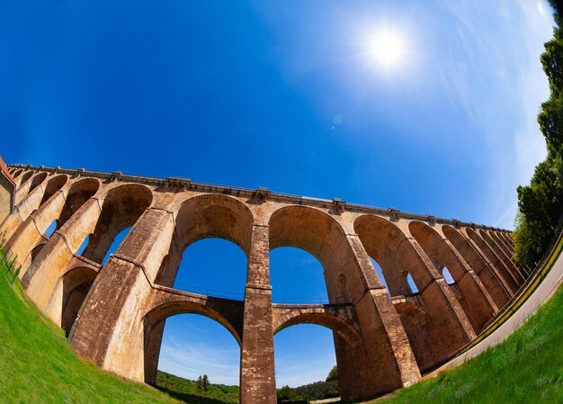 Low angle view of historical building against blue sky