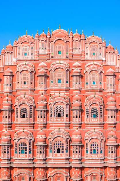 Low angle view of historical building against clear blue sky