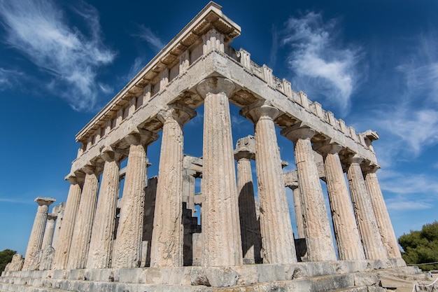 Photo low angle view of historical greek temple of aphaea