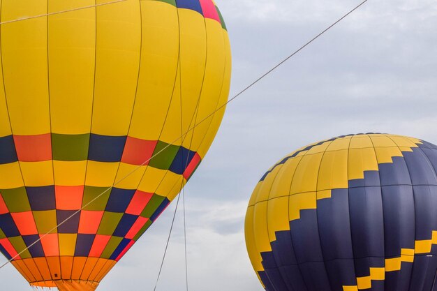 Low angle view of hot air balloons