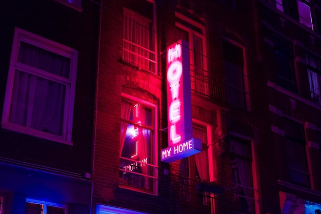 low angle view of illuminated building at night