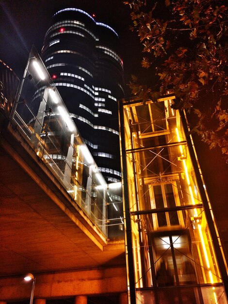 Low angle view of illuminated buildings