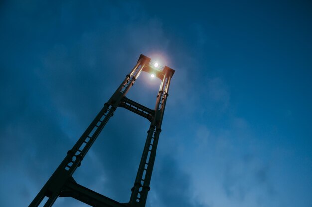 Low angle view of illuminated built structure against sky