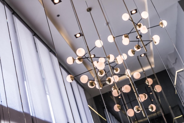 Low angle view of illuminated decoration hanging from ceiling