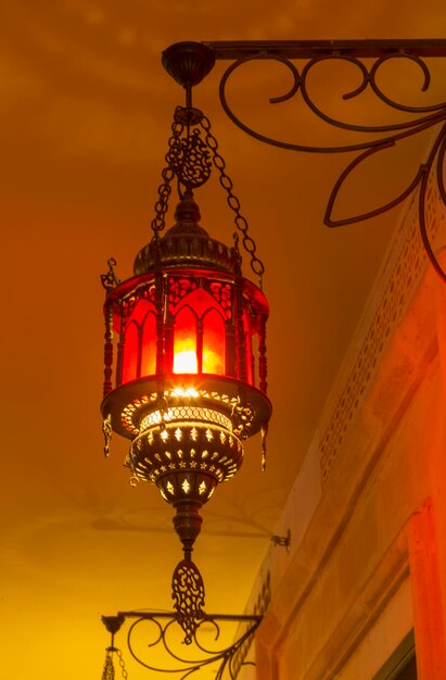 Low angle view of illuminated lantern