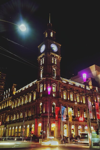 Low angle view of illuminated street light at night