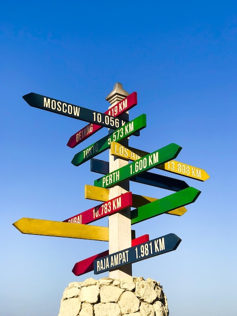 Photo low angle view of information signs against sky