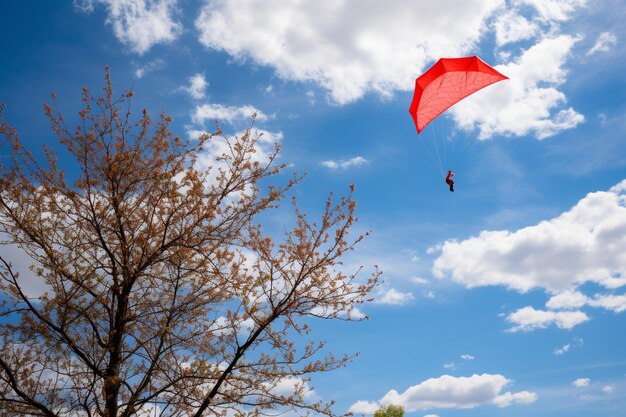 Photo low angle view of kite in tree against blue sky