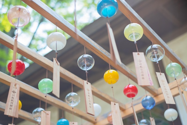 low angle view of lanterns hanging on wood