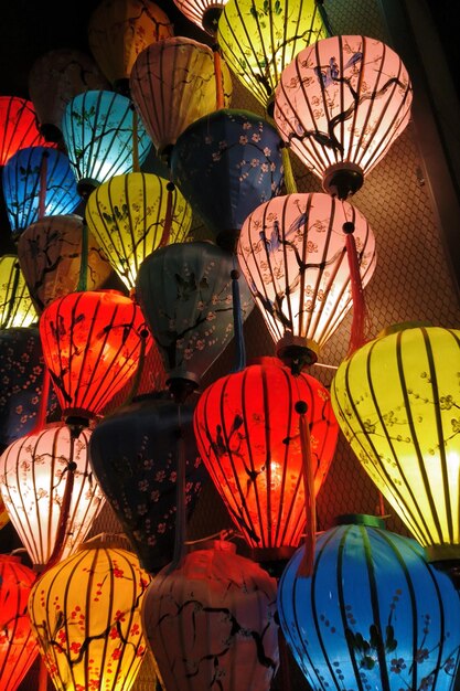 Low angle view of lanterns in market