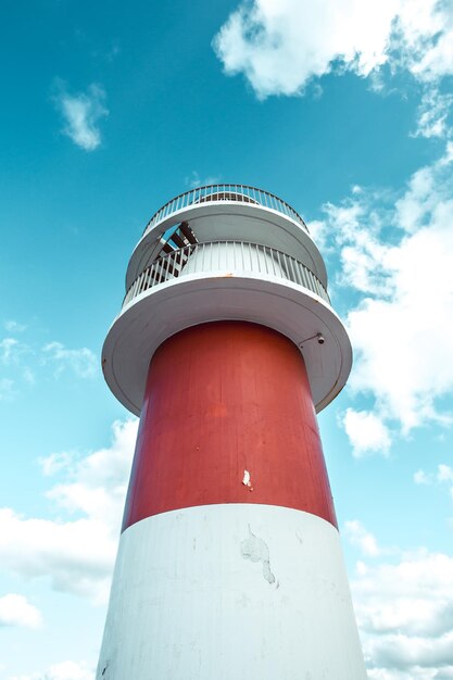 Low angle view of lighthouse against sky