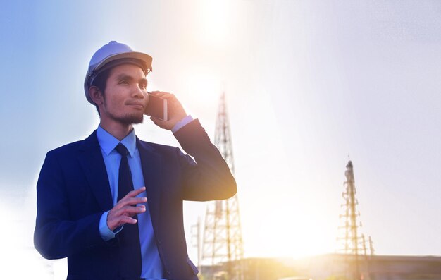 Low angle view of man standing against the sky