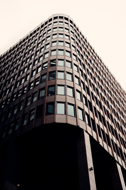 low angle view of modern building against clear sky