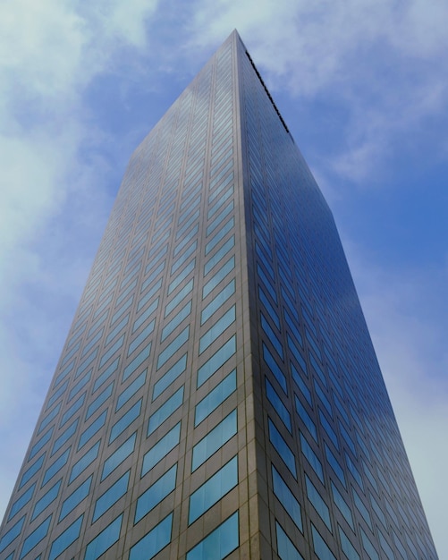 low angle view of modern building against sky in city