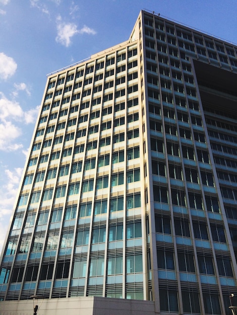 Low angle view of modern building against sky