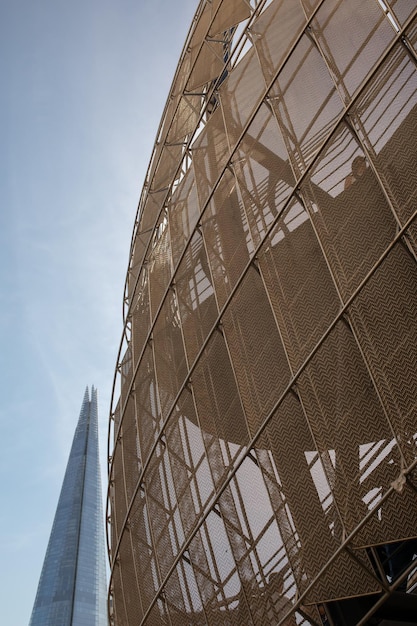 Low angle view of modern building against sky