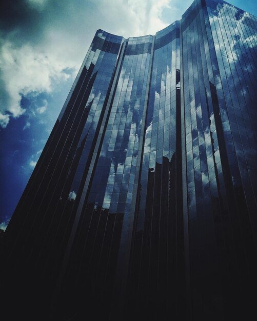 Low angle view of modern building against sky