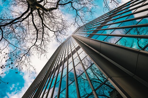 Low angle view of modern building against sky