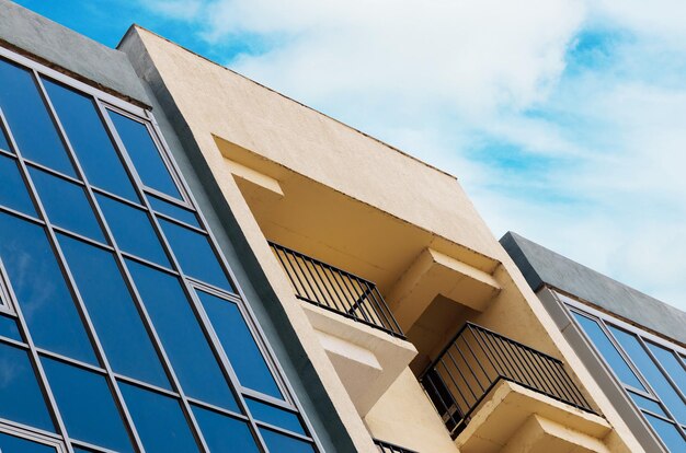 Low angle view of modern building against sky