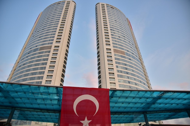 Low angle view of modern building against sky