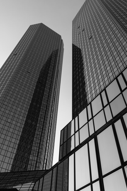 low angle view of modern buildings against clear sky