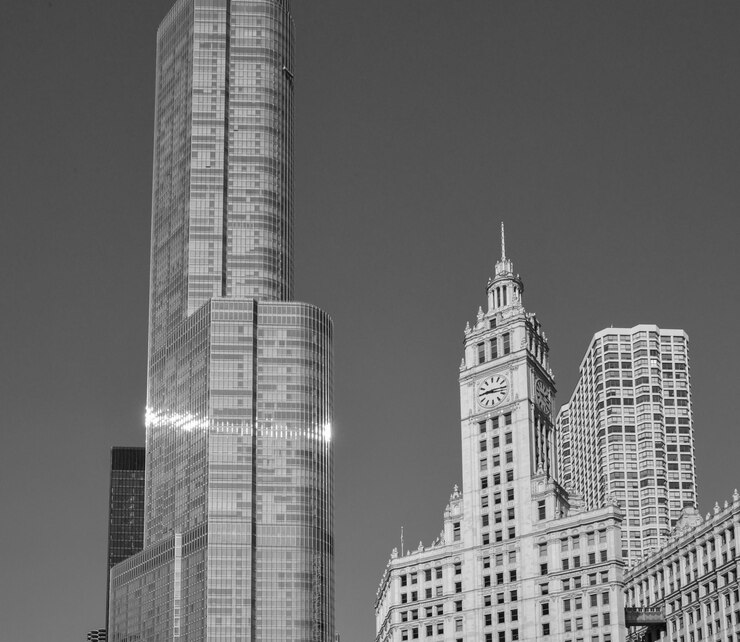 Photo low angle view of modern buildings against clear sky