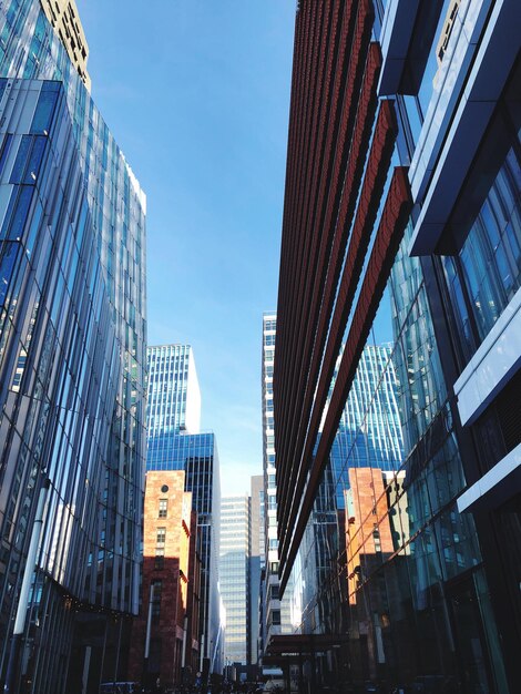 Foto vista a basso angolo di edifici moderni contro il cielo in città