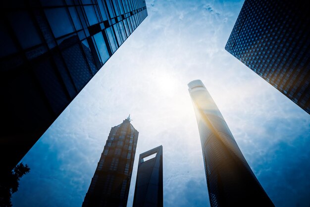 Low angle view of modern buildings against sky