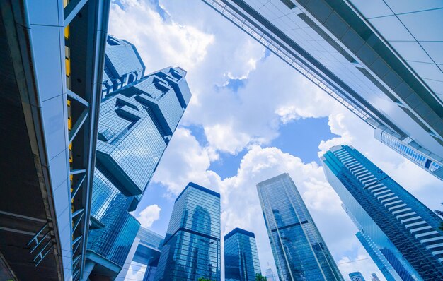 Low angle view of modern buildings against sky