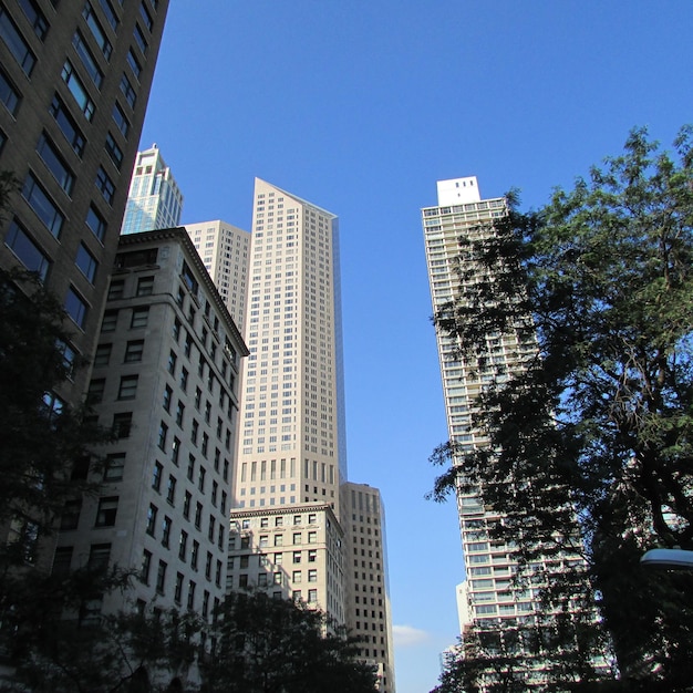 Low angle view of modern buildings against sky