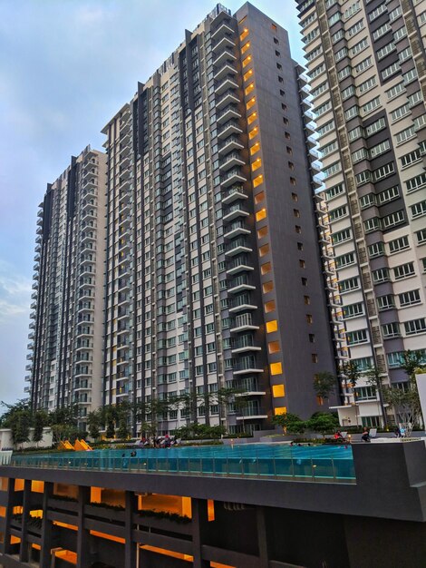 low angle view of modern buildings against sky