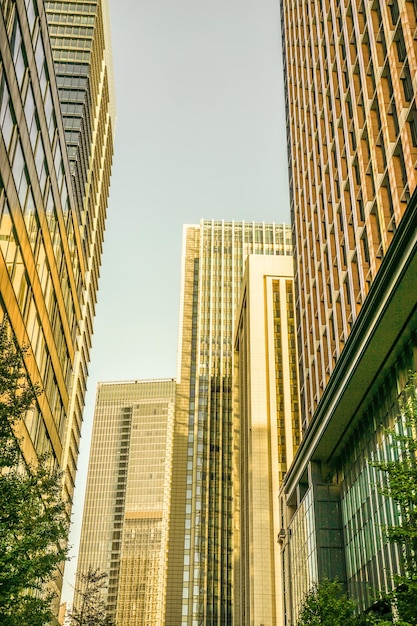 Low angle view of modern buildings against sky