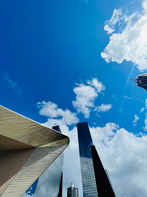 Low angle view of modern buildings against sky