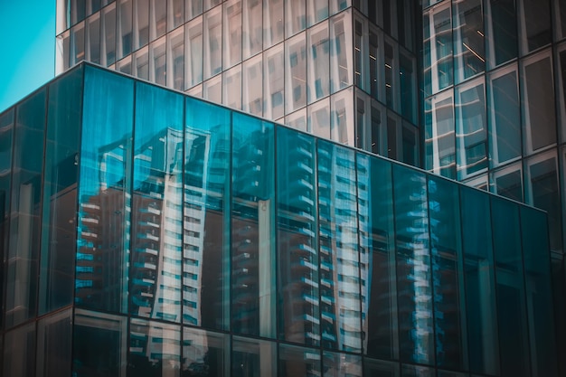 Low angle view of modern glass building