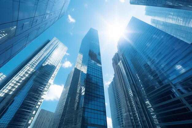 Low angle view of modern skyscrapers