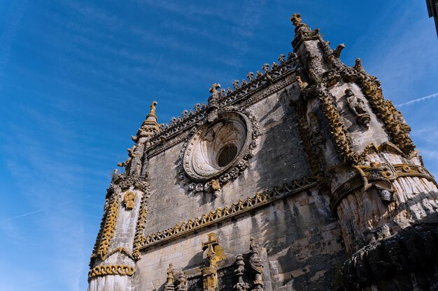 Low angle view of a monastery against blue sky