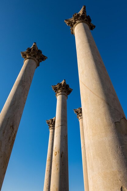 Low angle view of monument against blue sky