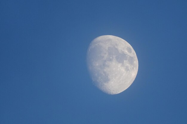 Low angle view of moon against blue sky