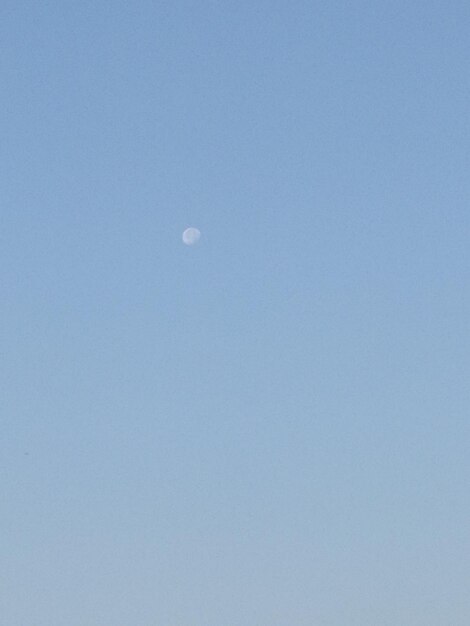 Low angle view of moon against clear blue sky