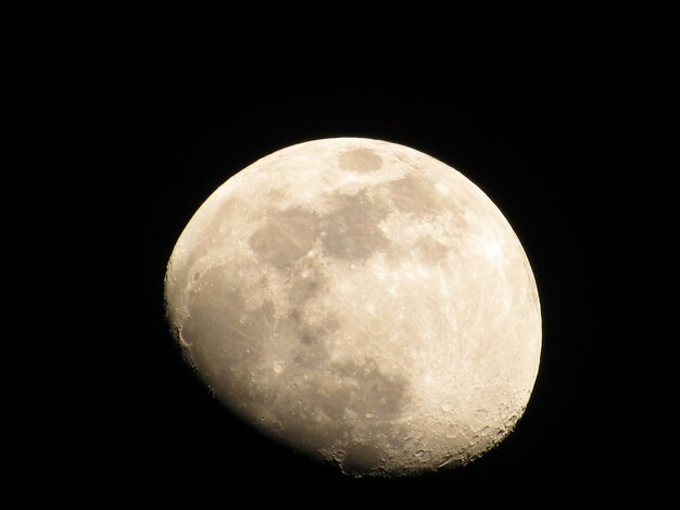 Foto vista a basso angolo della luna contro il cielo notturno