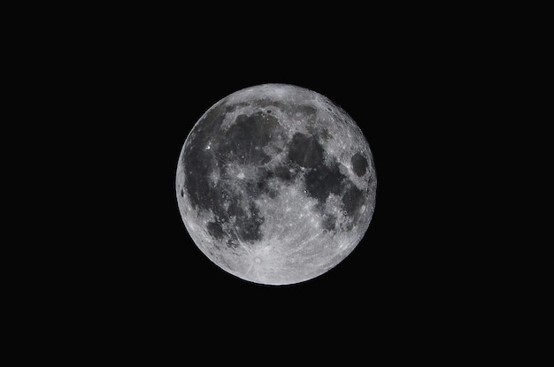 Foto vista a basso angolo della luna contro il cielo notturno