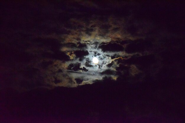 Low angle view of moon in sky at night