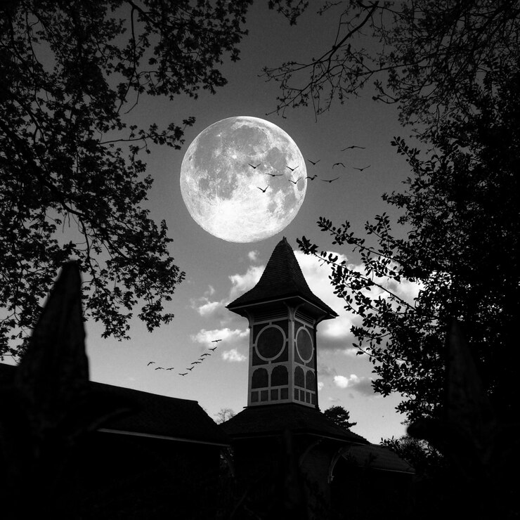 Photo low angle view of moon in sky