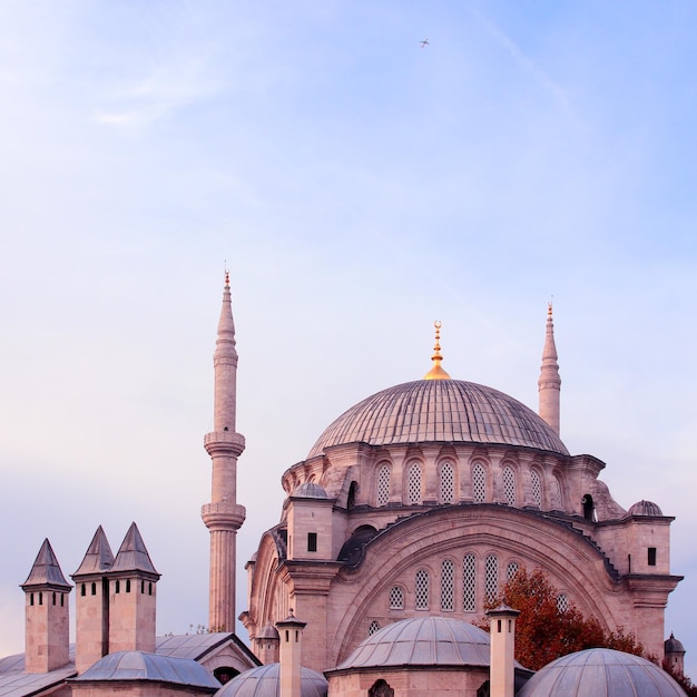 Foto vista a basso angolo della moschea contro il cielo