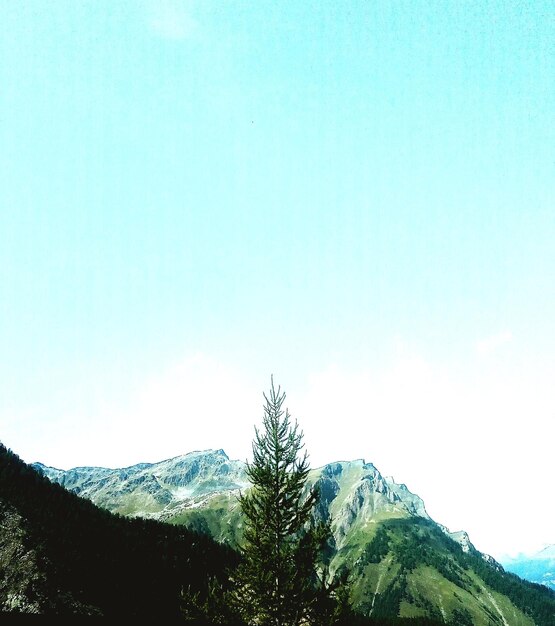 Low angle view of mountain against clear sky